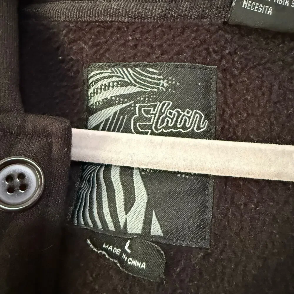 Elixir Men's Black Button Front Hooded Jacket Size Large